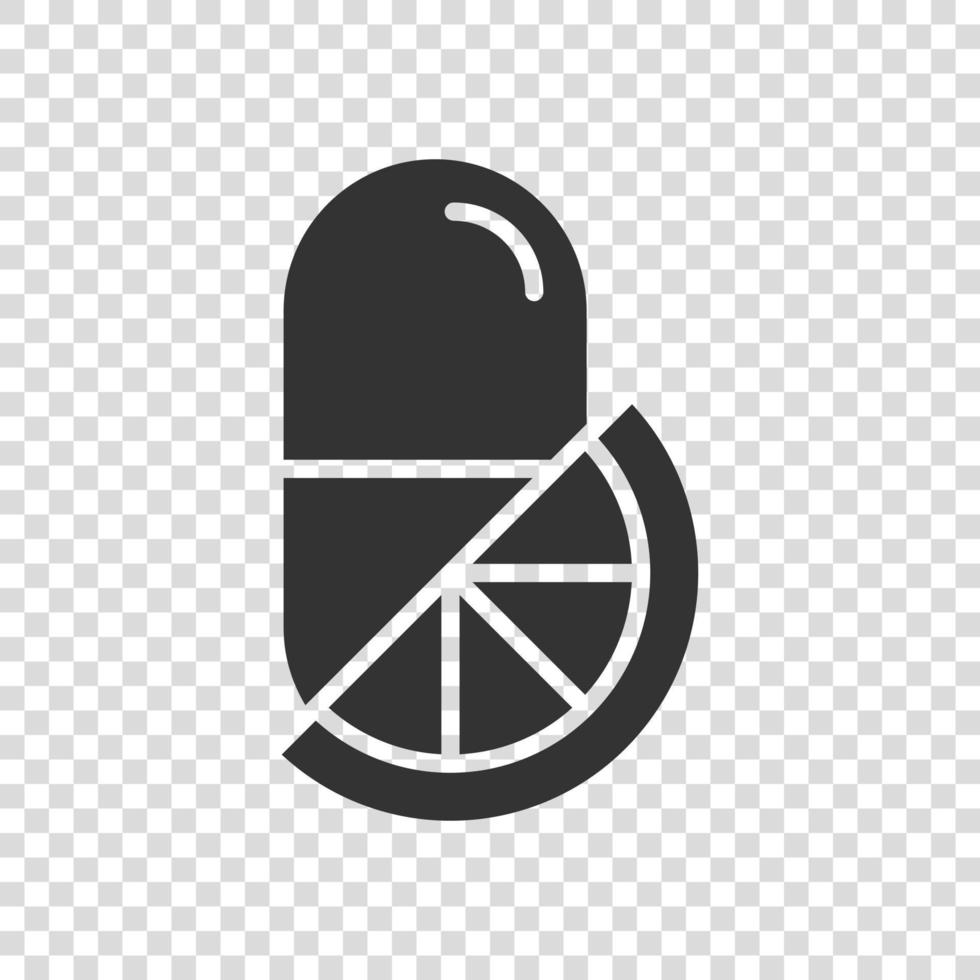 Vitamin pill note icon in flat style. Capsule vector illustration on white isolated background. Antibiotic sign business concept.