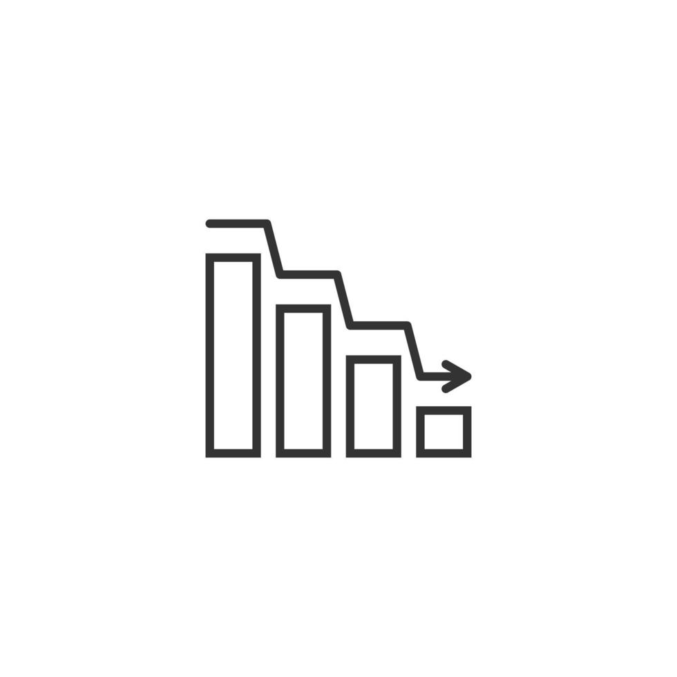 Market trend icon in flat style. Decline arrow with magnifier vector illustration on white isolated background. Decrease business concept.