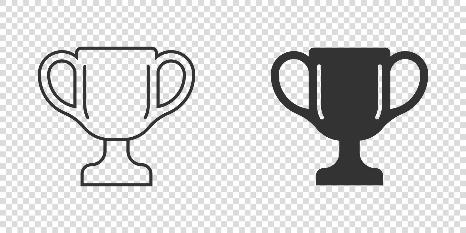 Trophy cup icon in flat style. Goblet prize vector illustration on isolated background. Award sign business concept.