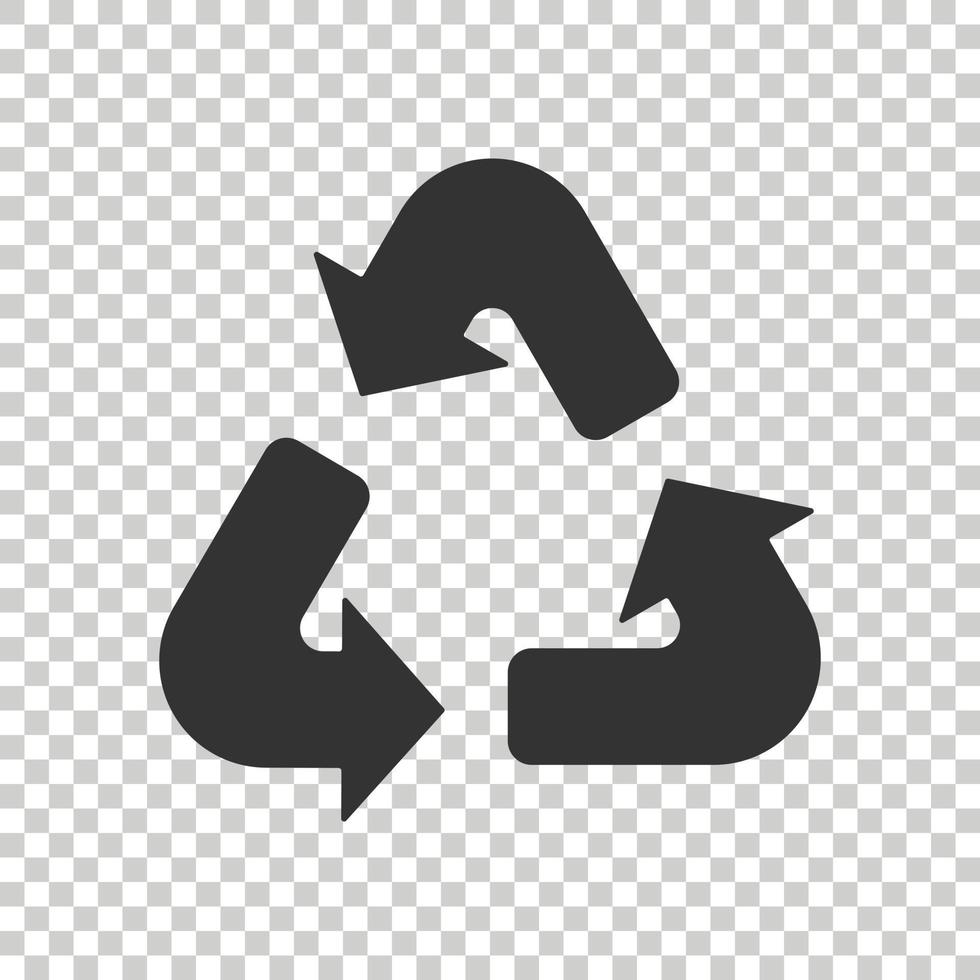 icono de reciclaje en estilo plano. reutilizar ilustración vectorial sobre fondo blanco aislado. concepto de negocio de signo de reciclaje. vector