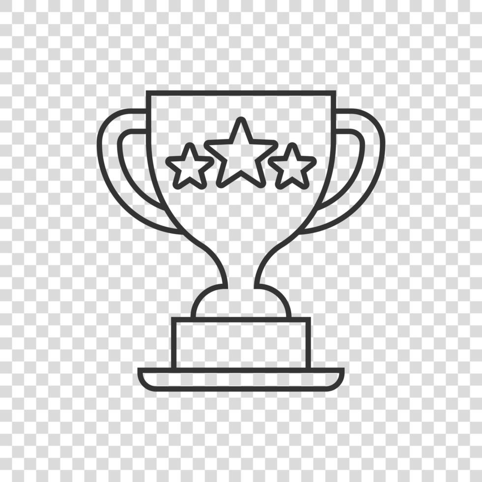 Trophy cup icon in flat style. Goblet prize vector illustration on isolated background. Award sign business concept.