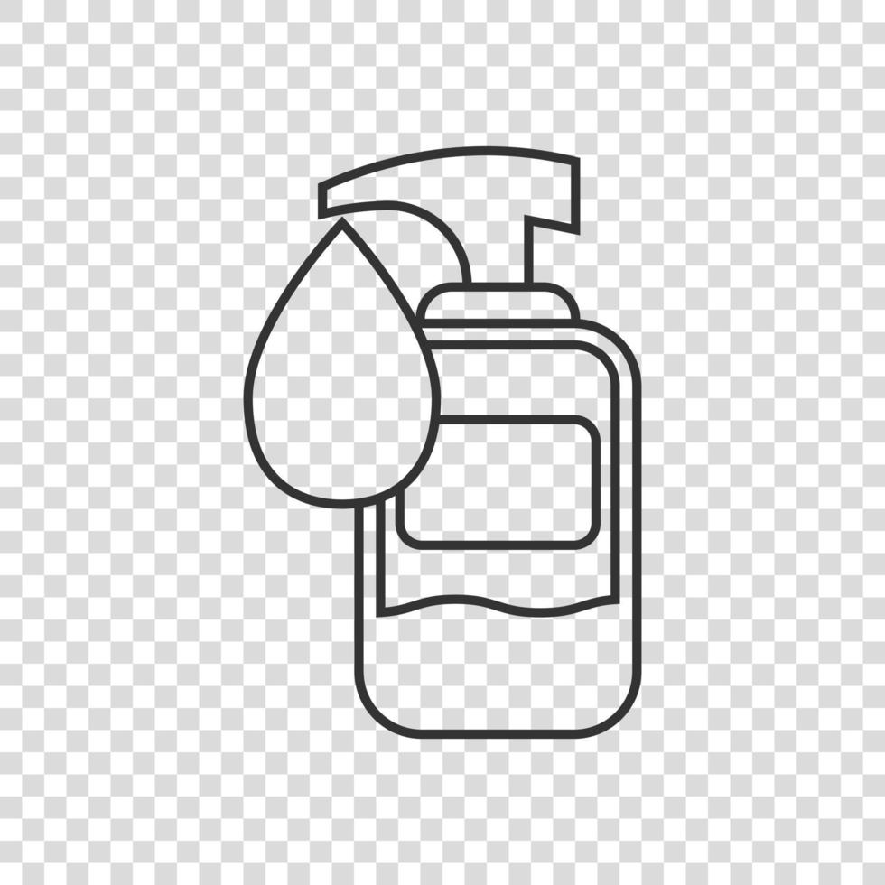 Hand sanitizer icon in flat style. Antiseptic bottle vector illustration on isolated background. Disinfect gel sign business concept.