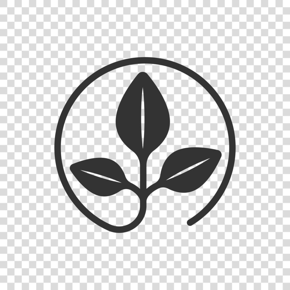 Leaf icon in flat style. Plant vector illustration on white isolated background. Flower sign business concept.