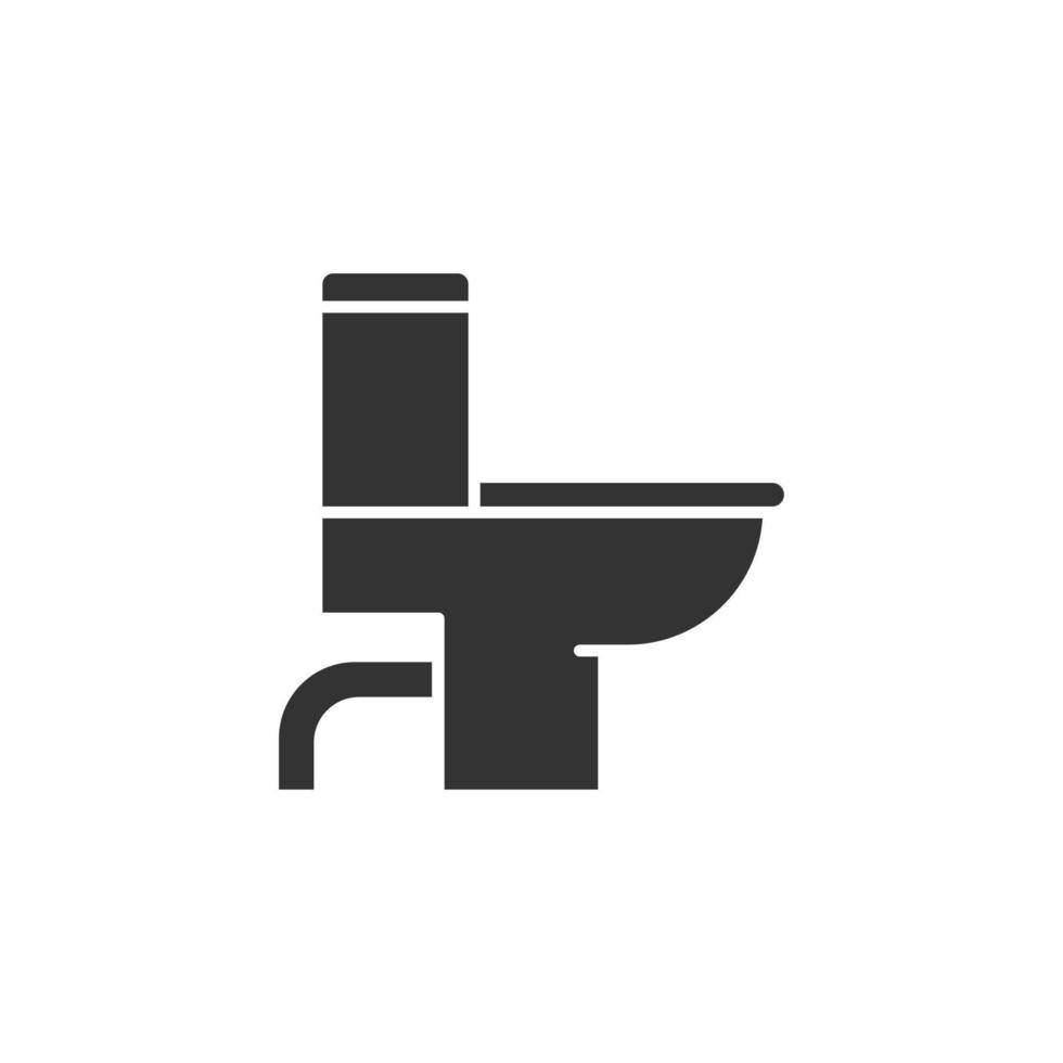 Toilet bowl icon in flat style. Hygiene vector illustration on isolated background. WC restroom sign business concept.