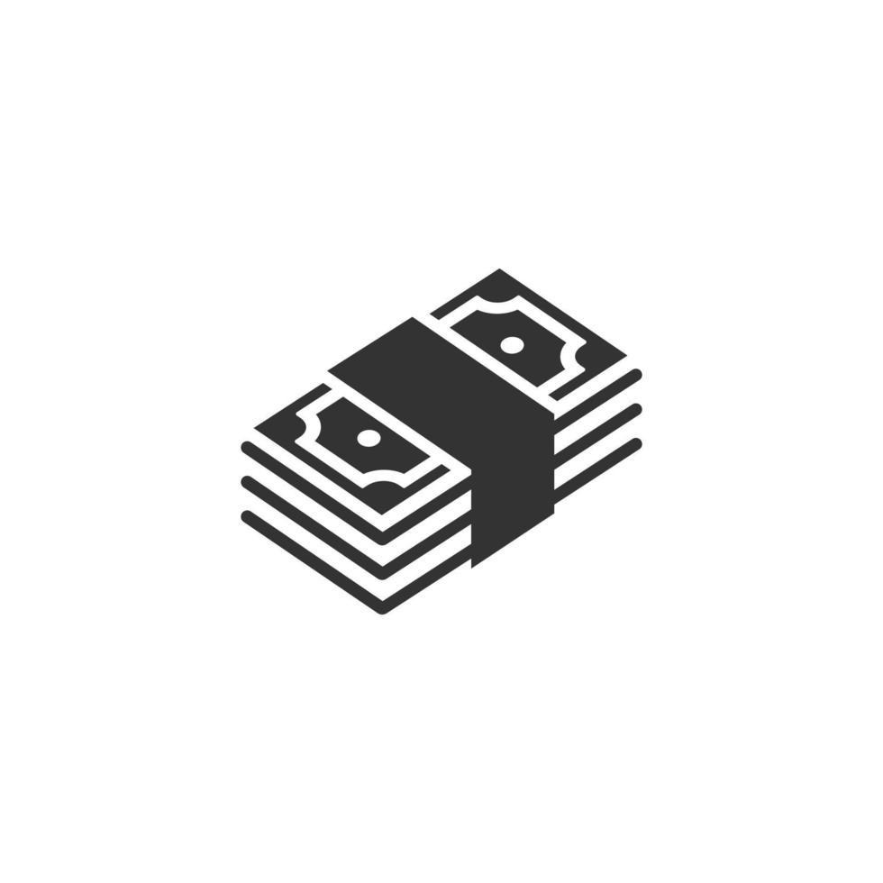 Money stack icon in flat style. Exchange cash vector illustration on white isolated background. Banknote bill business concept.