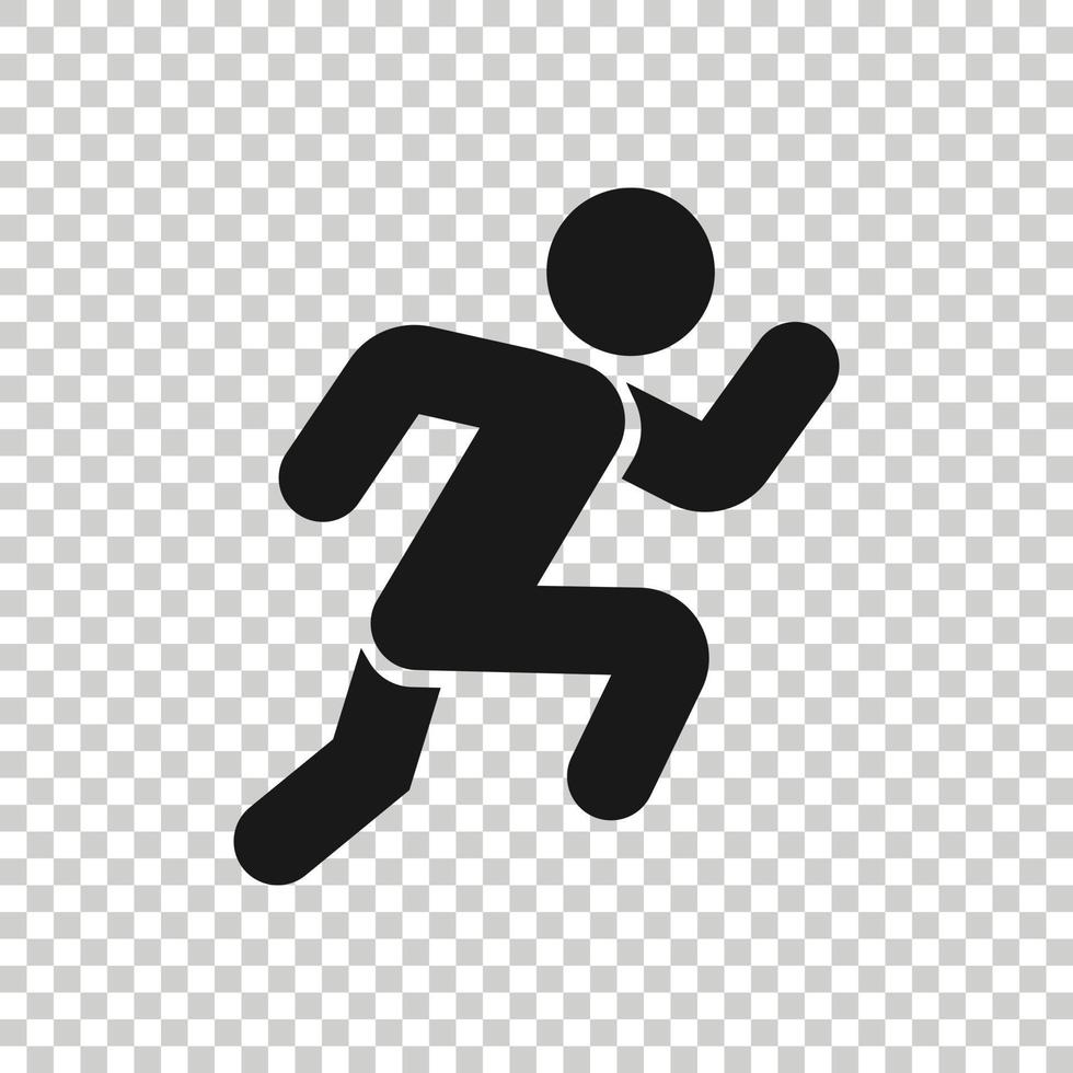 Run people icon in flat style. Jump vector illustration on white isolated background. Fitness business concept.