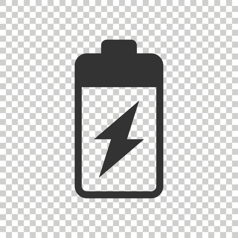 Battery icon in flat style. Accumulator vector illustration on white isolated background. Energy charger business concept.