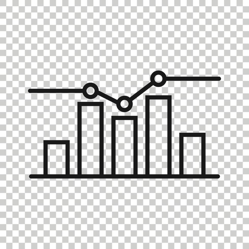 Growing bar graph icon in flat style. Increase arrow vector illustration on white background. Infographic progress business concept.