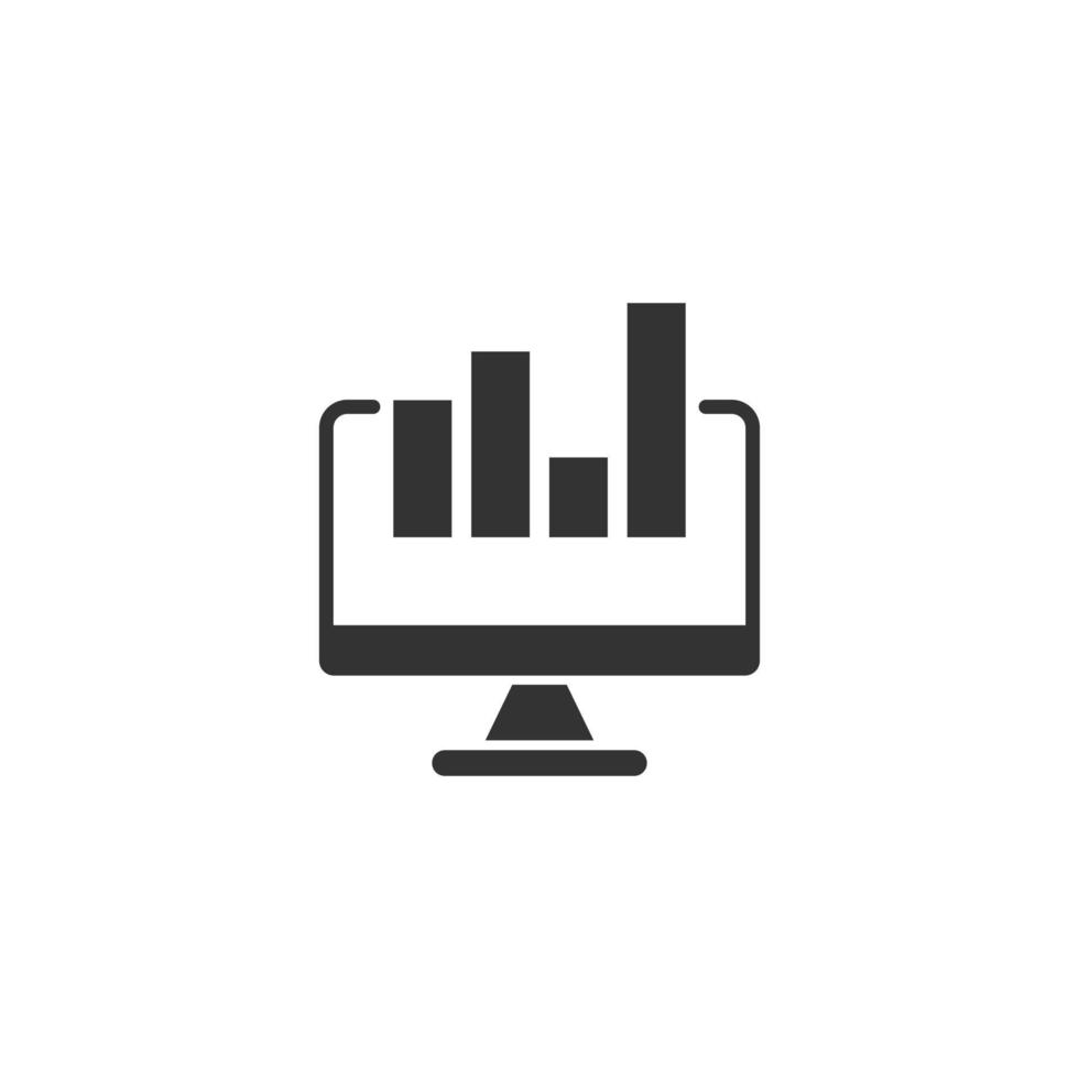 Website analytics icon in flat style. SEO data vector illustration on white isolated background. Computer diagram business concept.