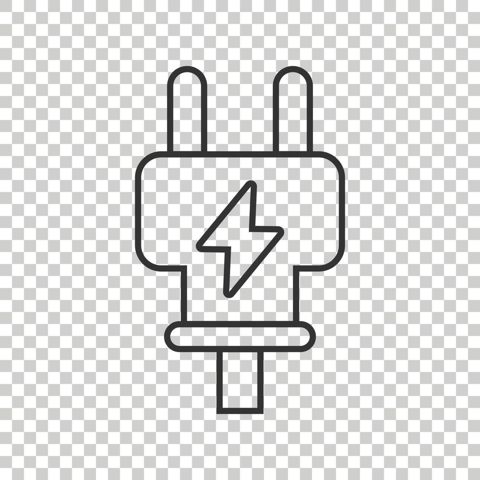 Electric plug icon in flat style. Power adapter vector illustration on white isolated background. Electrician sign business concept.