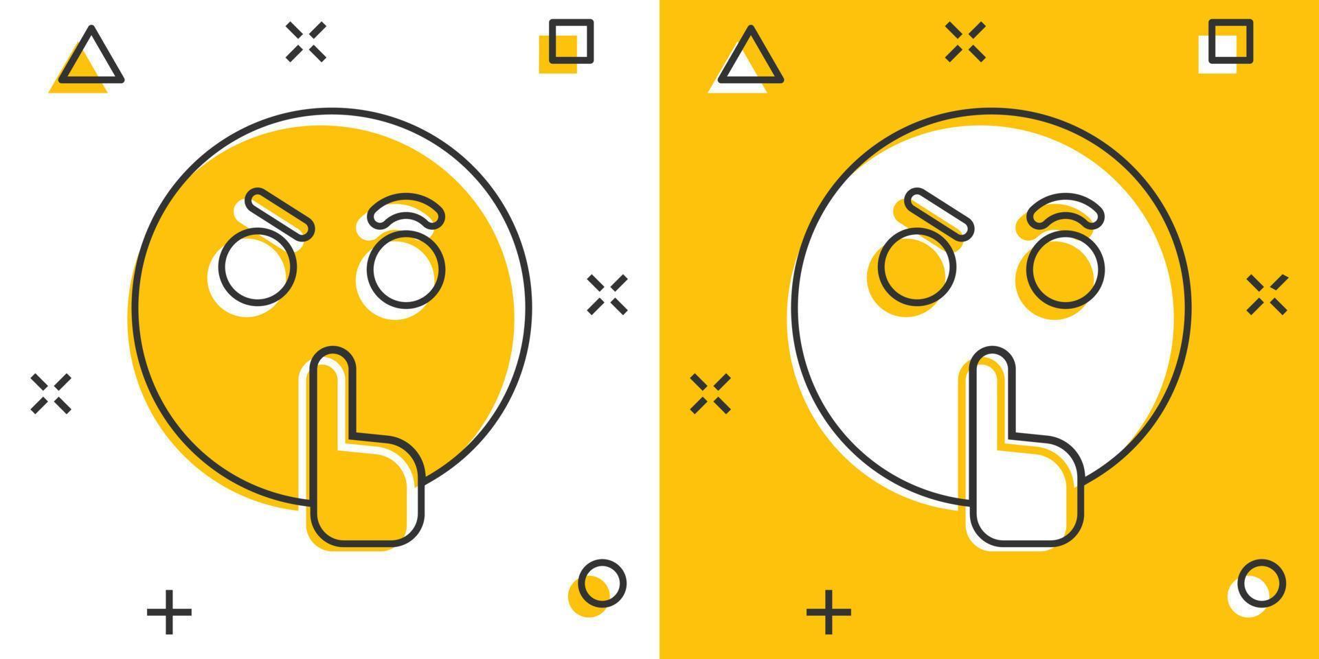 Quiet icon in comic style. Silence cartoon vector illustration on isolated background. Hush splash effect sign business concept.