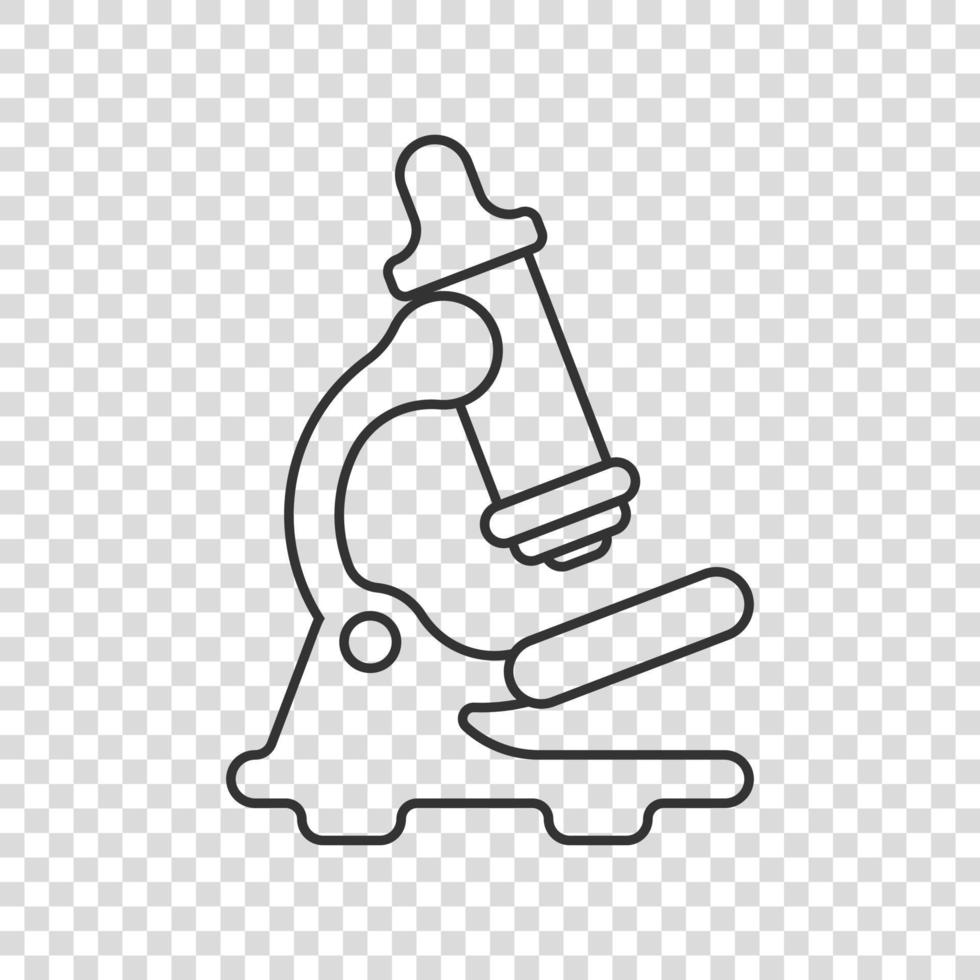 icono de microscopio en estilo plano. Ilustración de vector de lupa de laboratorio sobre fondo aislado. concepto de negocio de signo de instrumento de biología.