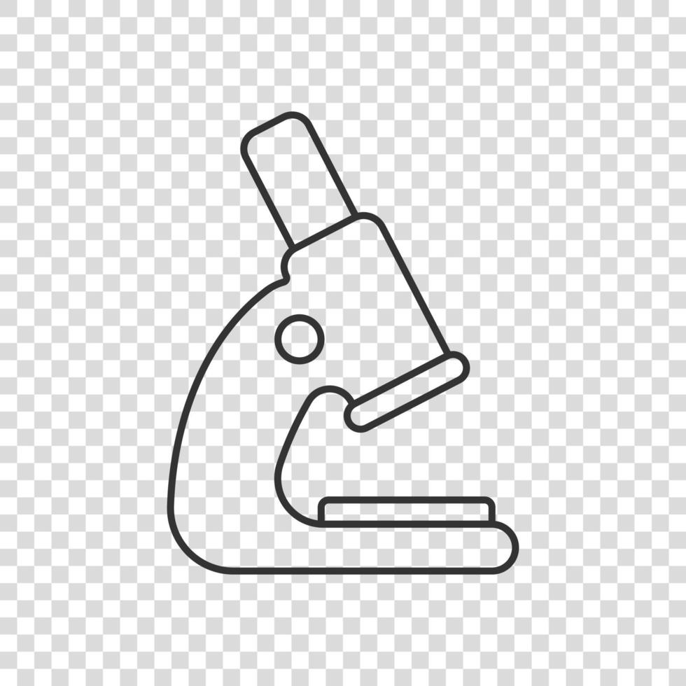 icono de microscopio en estilo plano. Ilustración de vector de lupa de laboratorio sobre fondo aislado. concepto de negocio de signo de instrumento de biología.