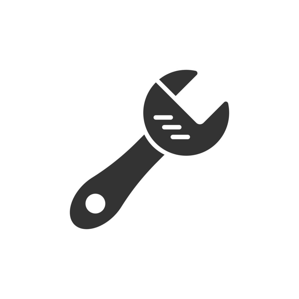 Wrench icon in flat style. Spanner key vector illustration on white isolated background. Repair equipment business concept.