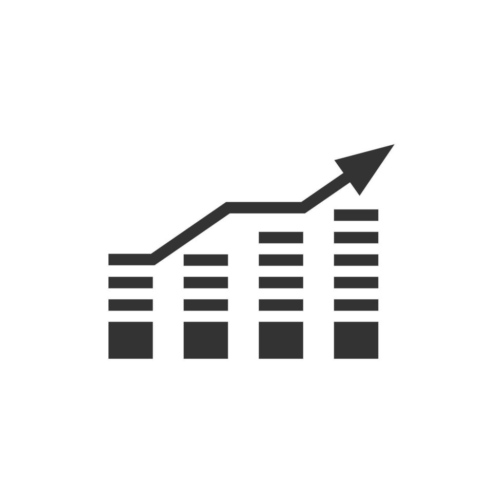 Chart graph icon in flat style. Arrow grow vector illustration on white isolated background. Analysis business concept.