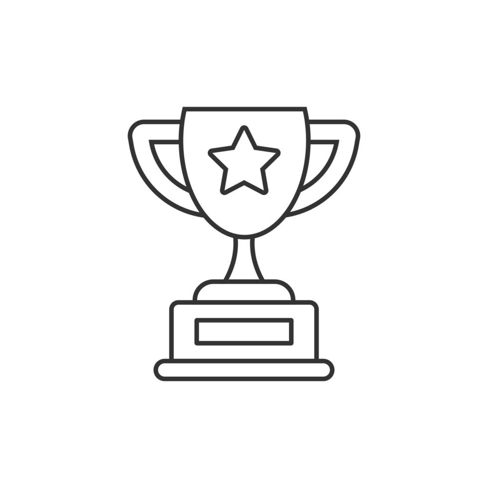 Trophy cup icon in flat style. Goblet prize vector illustration on isolated background. Award sign business concept.