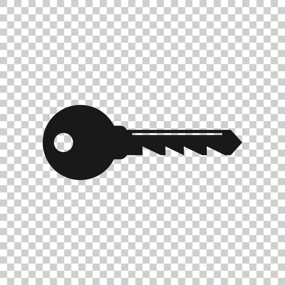 Key icon in flat style. Password vector illustration on white isolated background. Access business concept.
