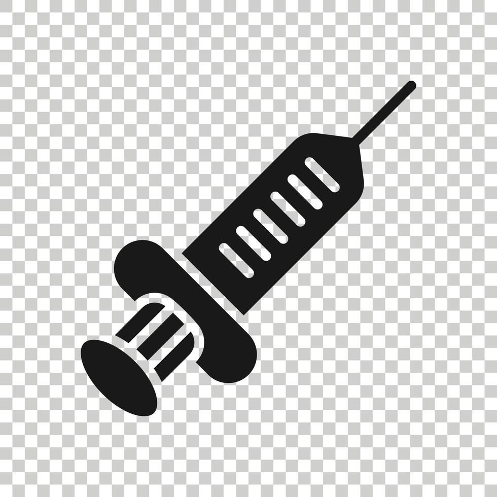 Syringe icon in flat style. Inject needle vector illustration on white isolated background. Drug dose business concept.