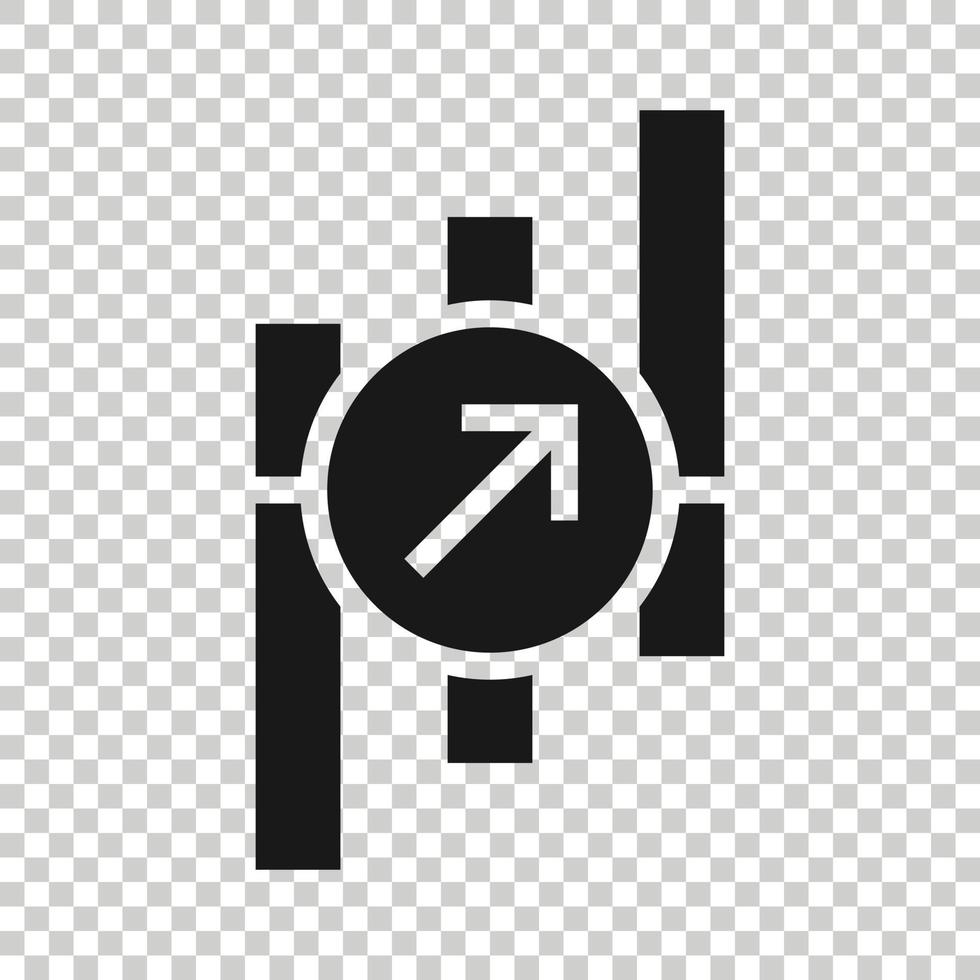 Market trend icon in flat style. Growth arrow with magnifier vector illustration on white isolated background. Increase business concept.