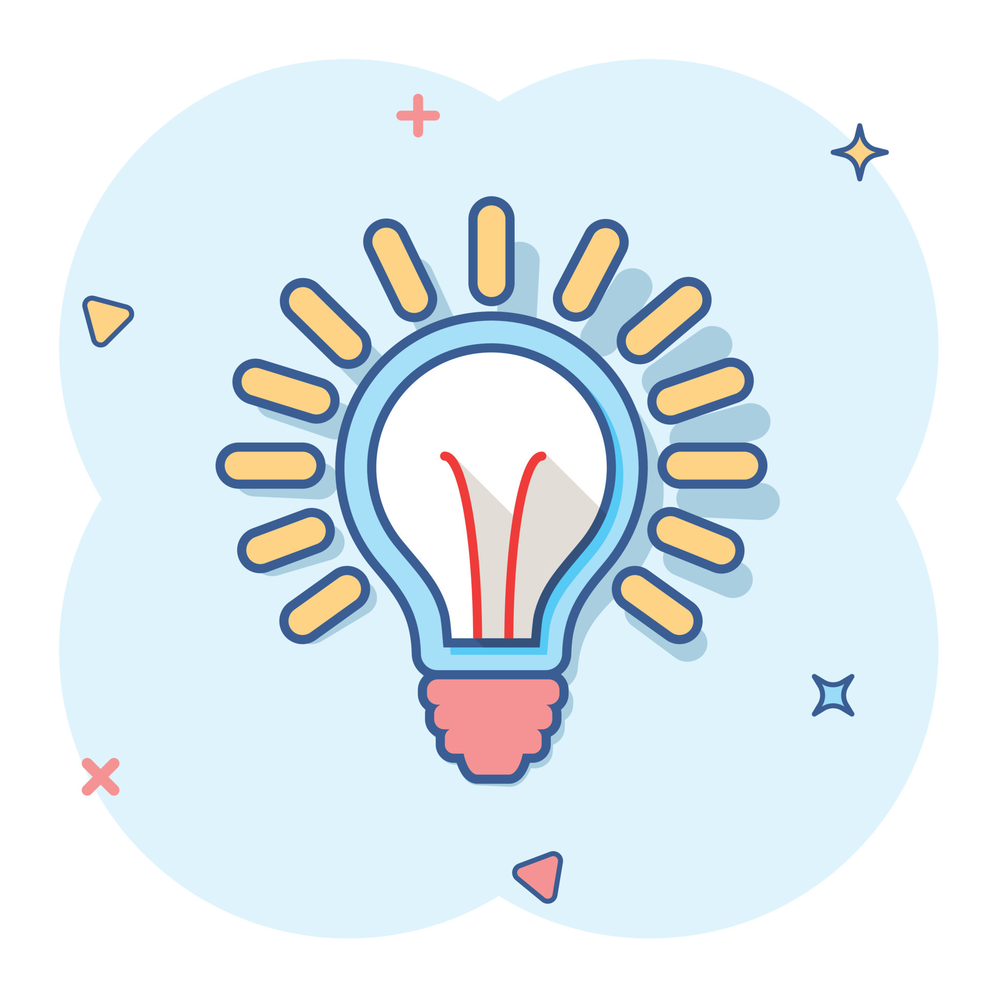 Vector cartoon light bulb icon in comic style. Lighting electric sign  illustration pictogram. Idea lightbulb business splash effect concept.  16132394 Vector Art at Vecteezy
