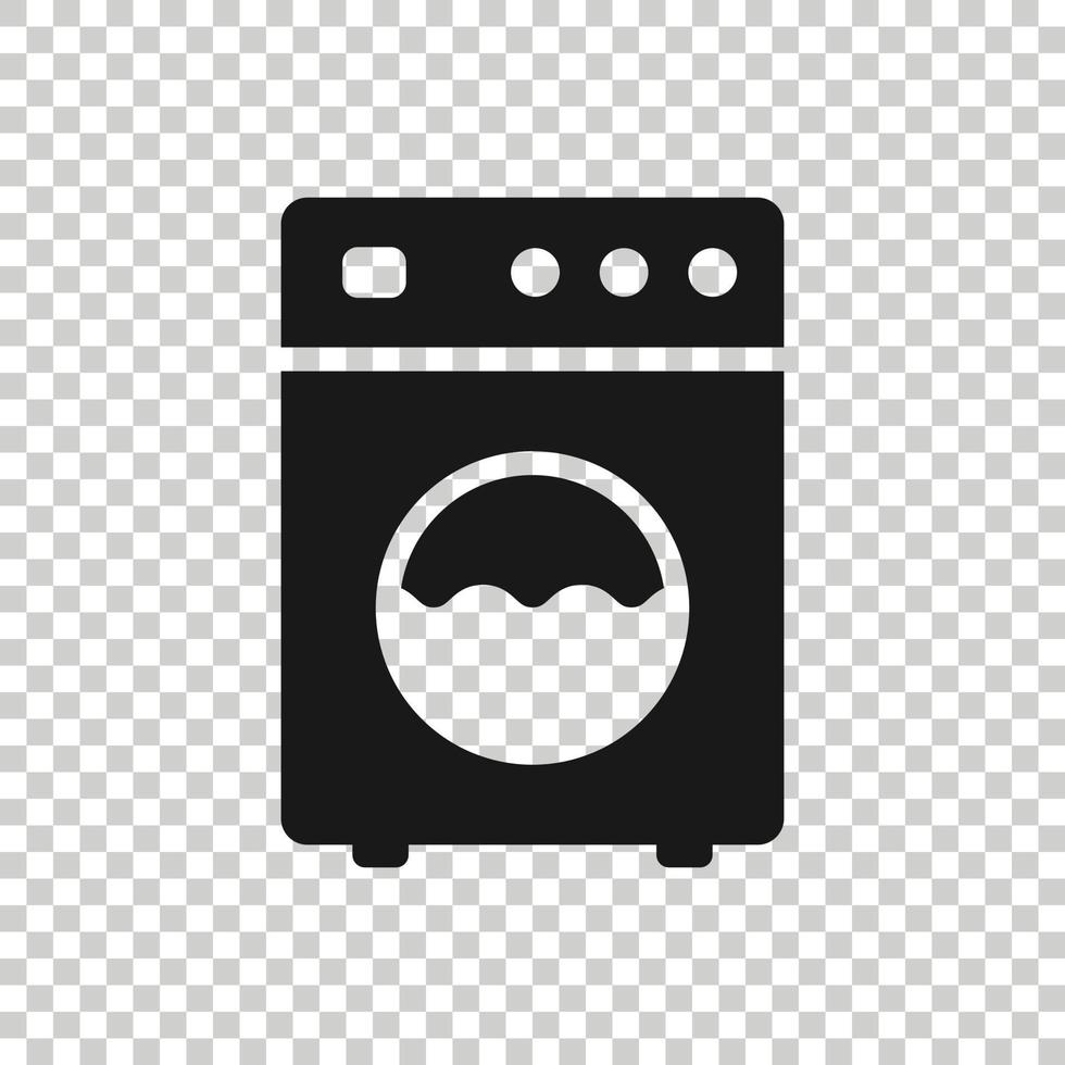 Washing machine icon in flat style. Washer vector illustration on white isolated background. Laundry business concept.