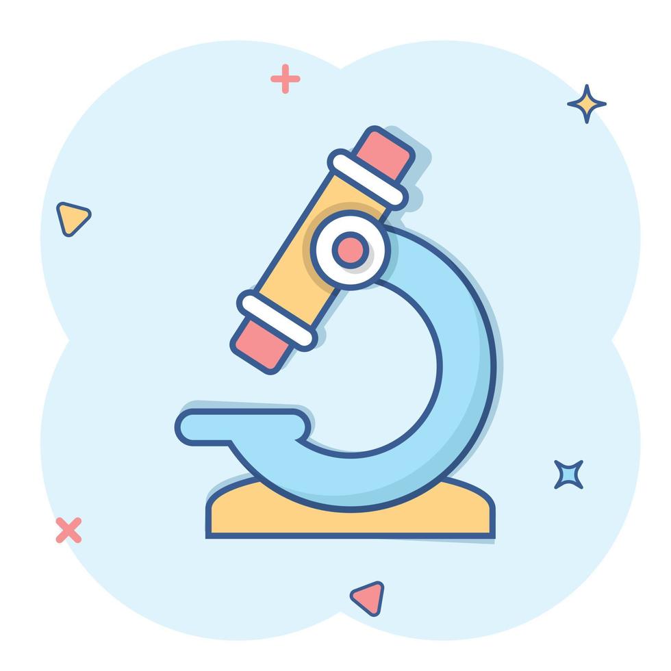 Microscope icon in comic style. Laboratory magnifier cartoon vector  illustration on isolated background. Biology instrument splash effect sign  business concept. 16132407 Vector Art at Vecteezy