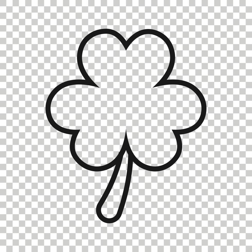 Three leaf clover icon in flat style. St Patricks Day vector illustration on white isolated background. Flower shape business concept.