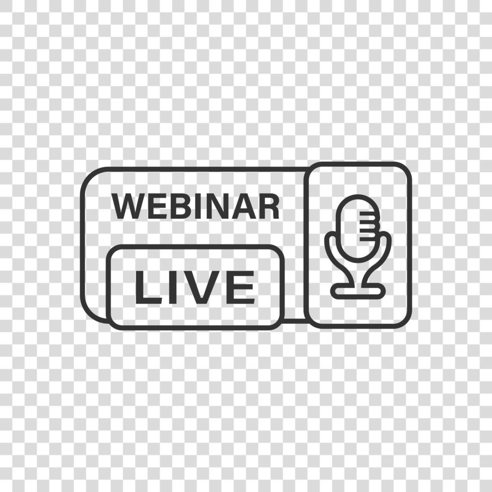 Live webinar icon in flat style. Online training vector illustration on isolated background. Conference stream sign business concept.