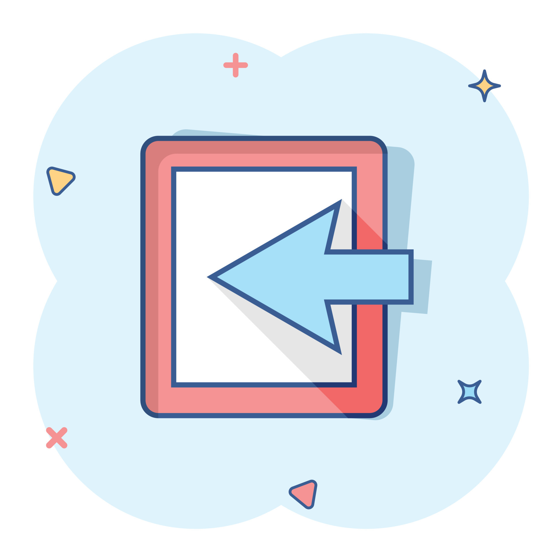 Vector cartoon entrance door icon in comic style. Exit doors concept