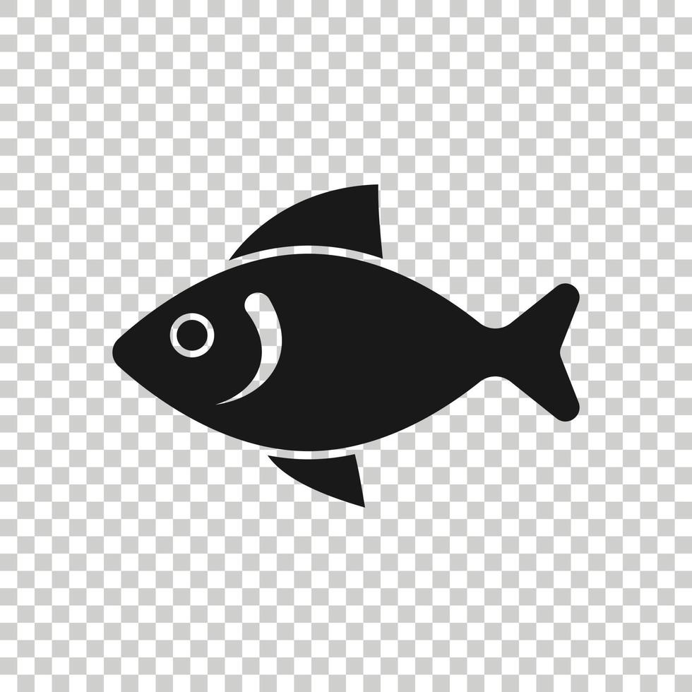 Fish icon in flat style. Seafood vector illustration on white isolated background. Sea animal business concept.