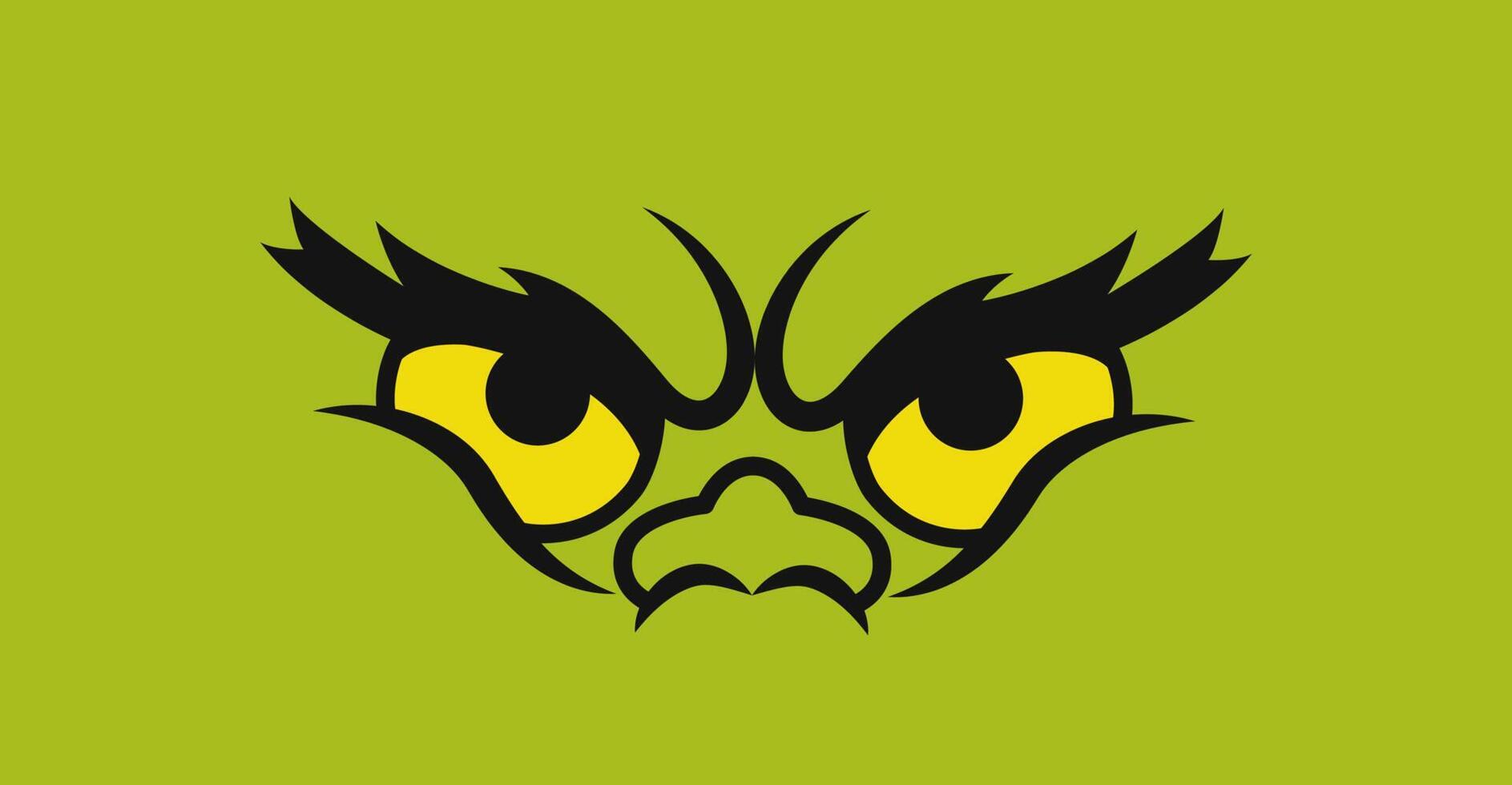 ojos verdes de monstruo grinch. aislado. vector