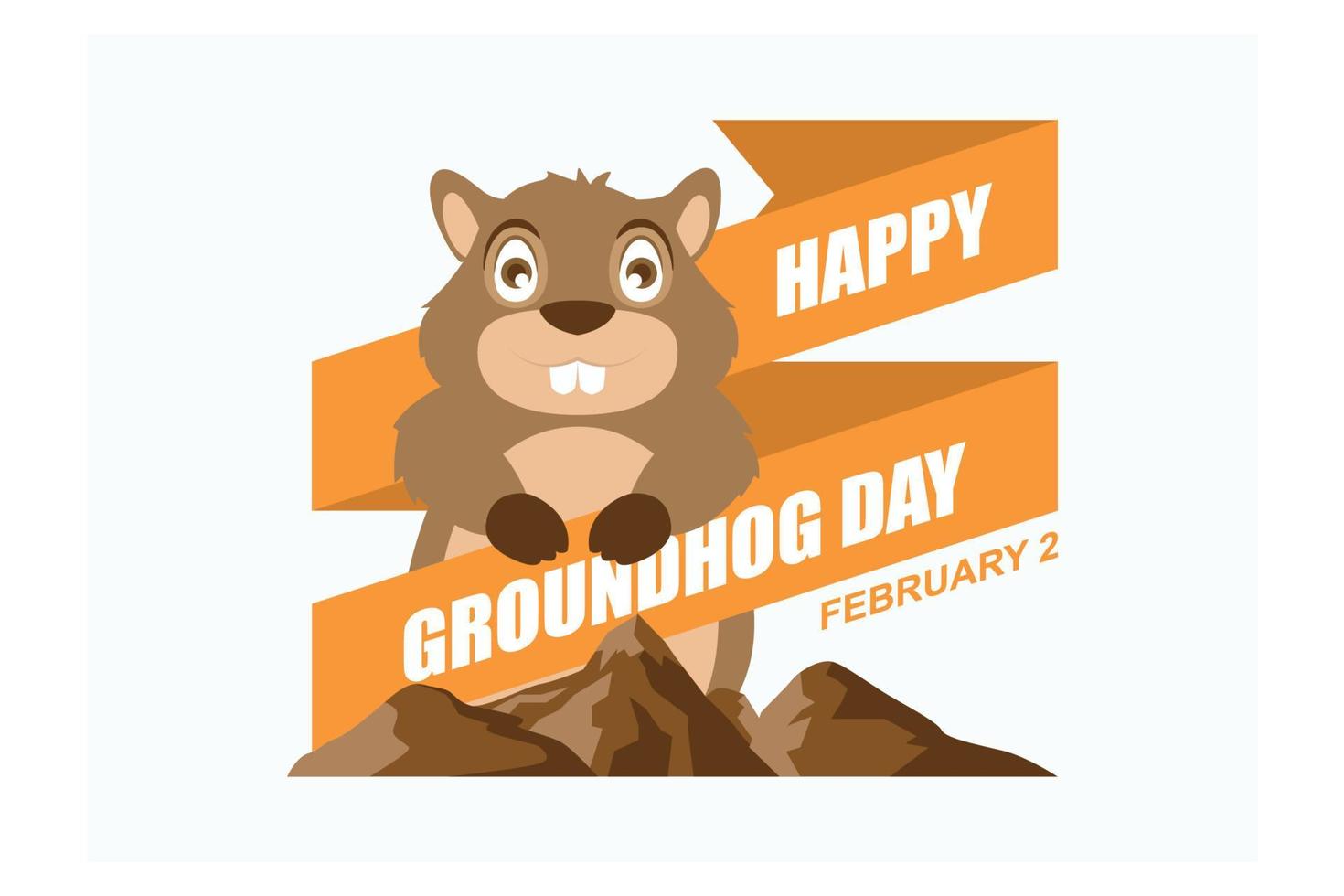 Happy Groundhog Day Vector Design with Cute Marmot Character, flat vector modern illustration