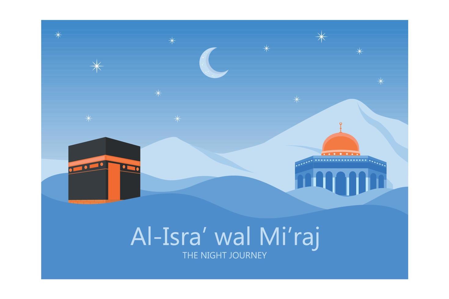 plantilla de diseño de fondo islámico. al-isra wal mi'raj significa el viaje nocturno del profeta muhammad, ilustración moderna de vector plano