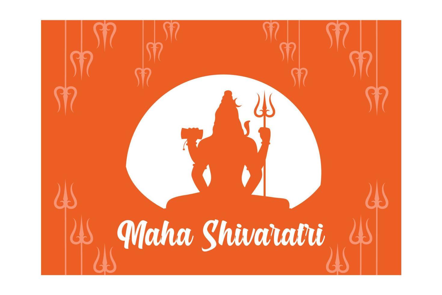 Calligraphy, typography for Maha Shivaratri is a Hindu festival celebrated annually in honour of the god Shiva, flat vector modern illustration