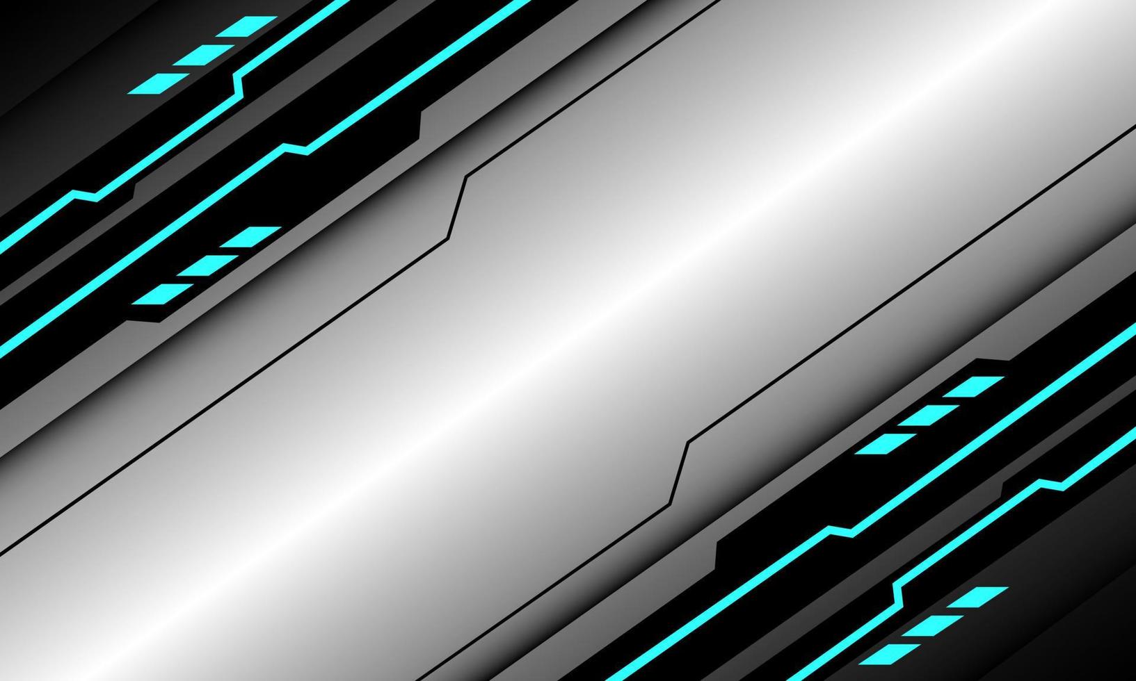 Abstract black circuit blue light cyber geometric slash on silver design modern technology futuristic background vector