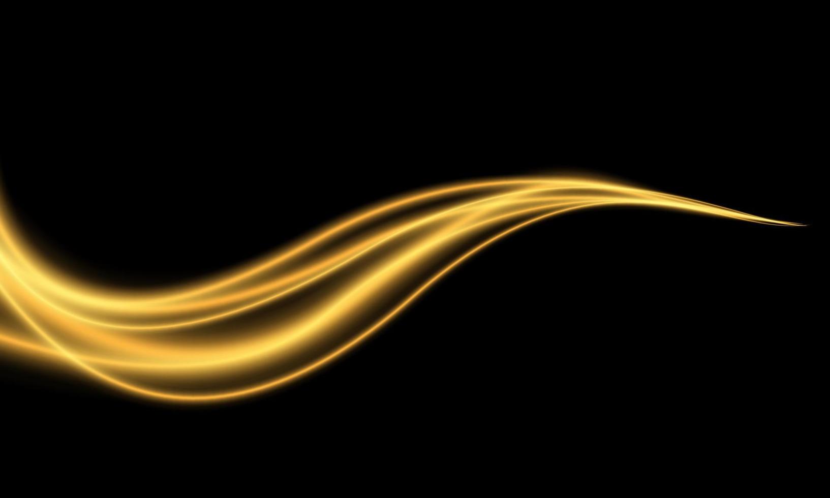 movimiento suave de luz de curva de onda de oro abstracto en vector de fondo creativo moderno de diseño de lujo negro