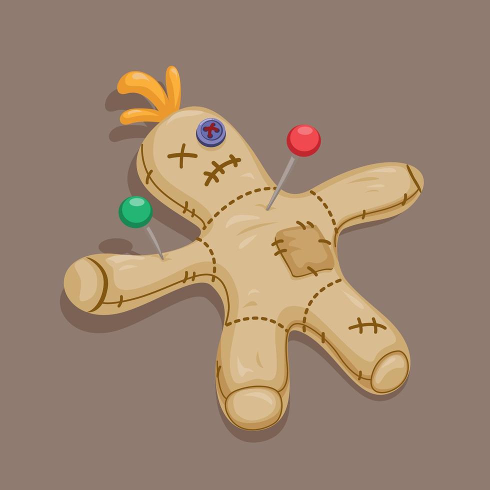 Voodoo doll witchcraft magic object cartoon illustration vector