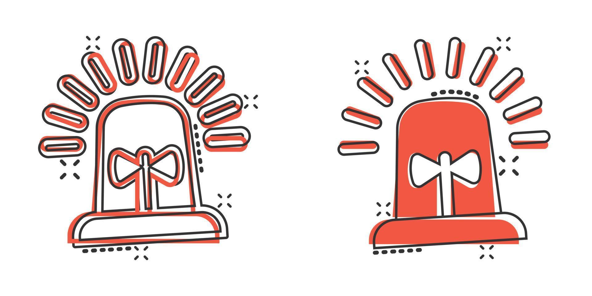 ícono de alarma de emergencia en estilo cómico. ilustración de vector de dibujos animados de lámpara ícono de alarma de emergencia en estilo cómico. ilustración de vector de dibujos animados de lámpara