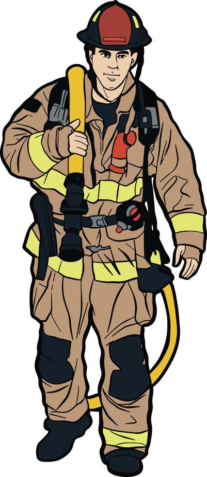 Firefighter fireman emergency rescue team vector