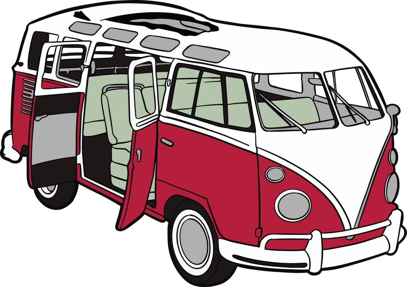 retro transporter vehicle classic van vector