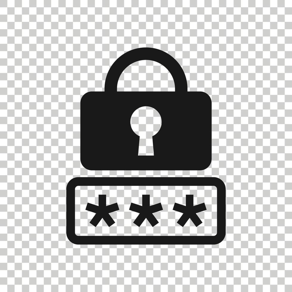 Login icon in flat style. Password access vector illustration on white isolated background. Padlock entry business concept.