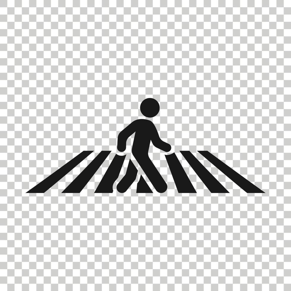 Pedestrian crosswalk icon in flat style. People walkway sign vector illustration on white isolated background. Navigation business concept.