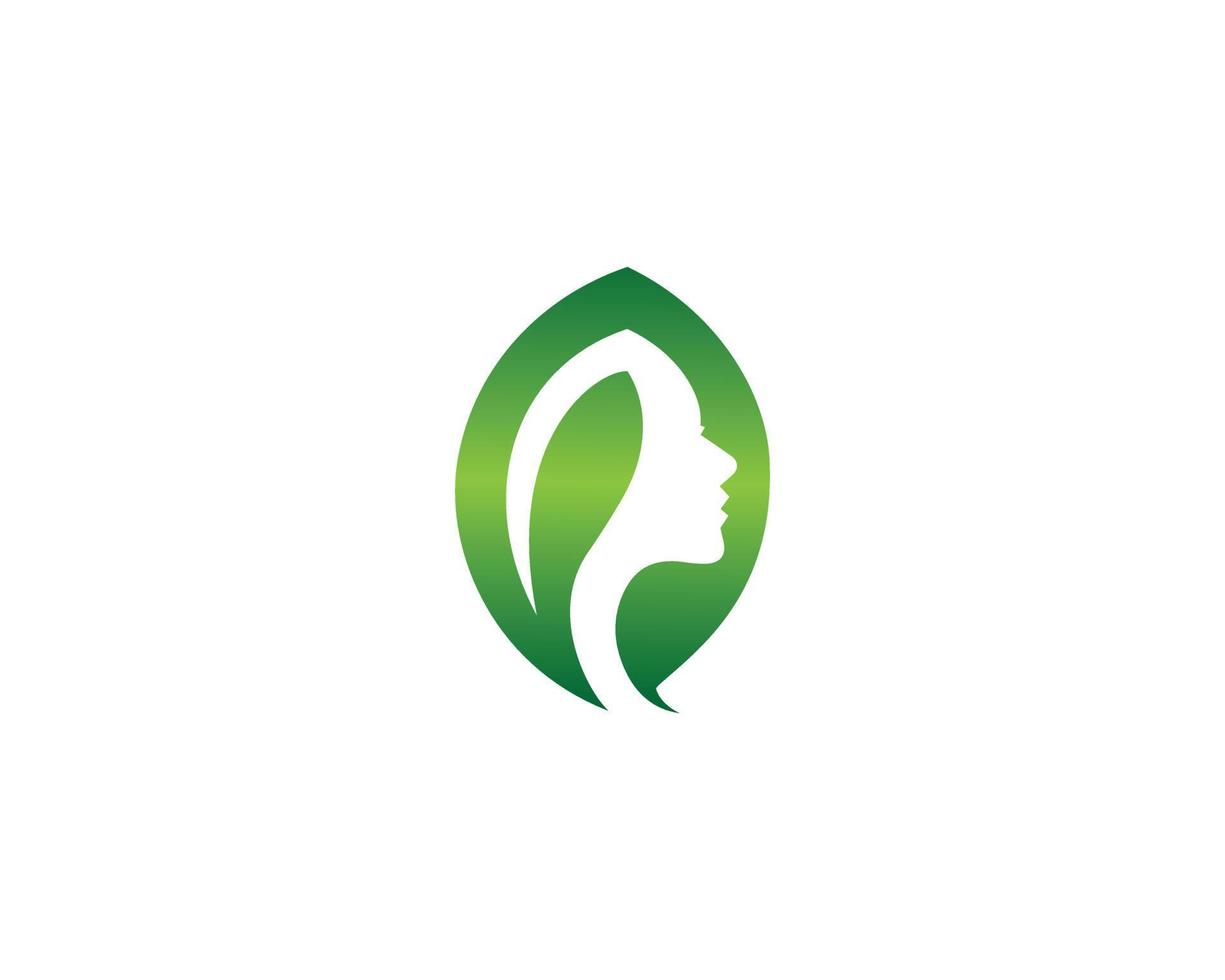 Beauty Face And Skin Care Ecology Green Leaf Logo Design Vector Concept.