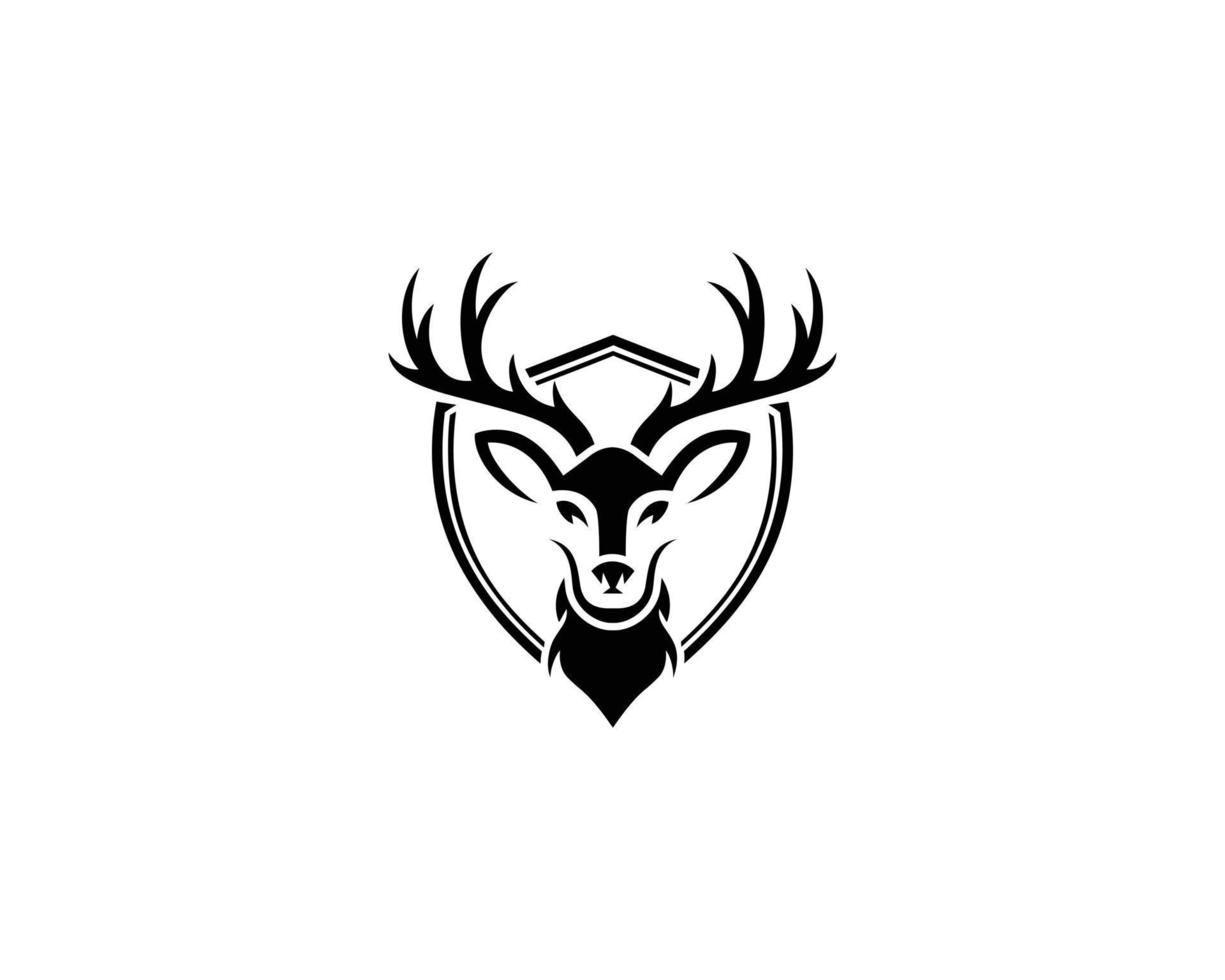 Premium Deer and Shield Logo Icon Design Vector Template Concept.