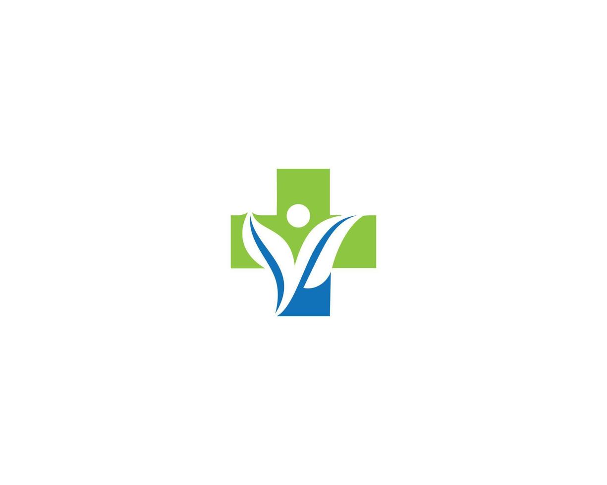 Human Medical Health Care Logo Icon Design With Cross Symbol Vector Illustration Template.