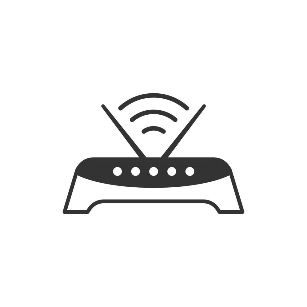 Wifi router icon in flat style. Broadband vector illustration on white isolated background. Internet connection business concept.