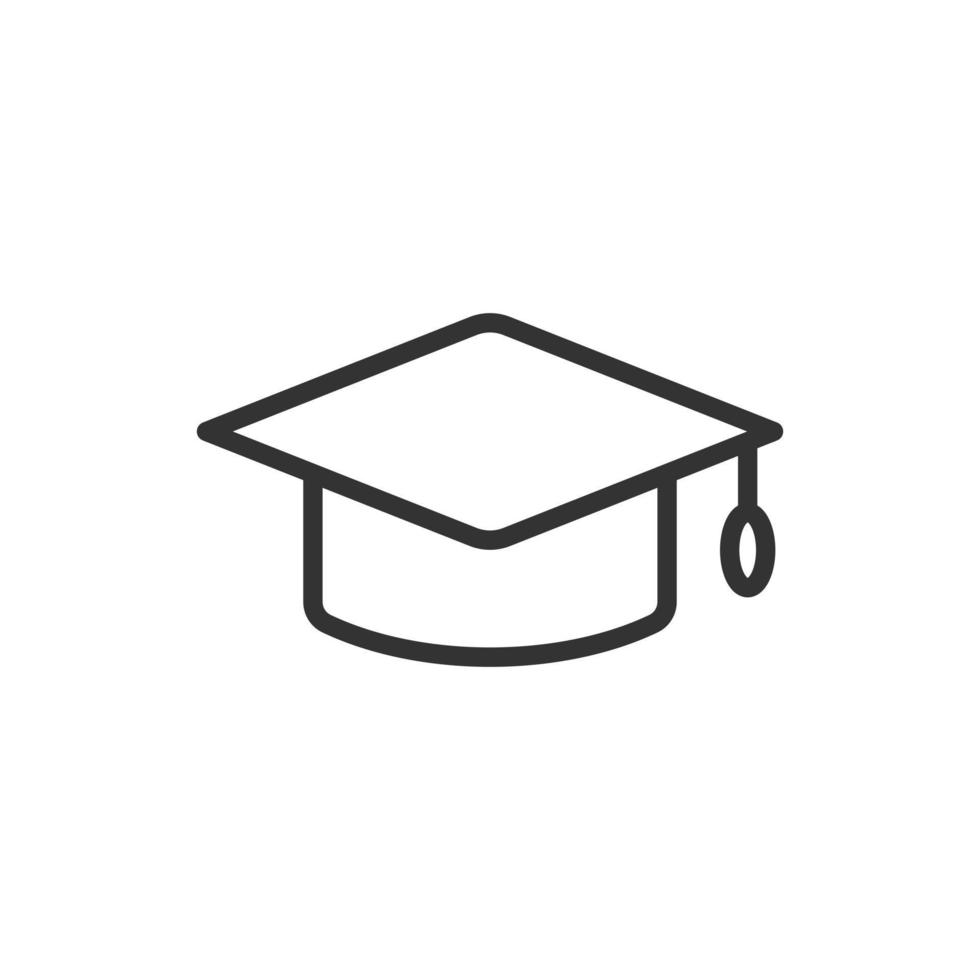 icono de sombrero de graduación en estilo plano. Ilustración de vector de gorra de estudiante sobre fondo blanco aislado. concepto de negocio universitario.