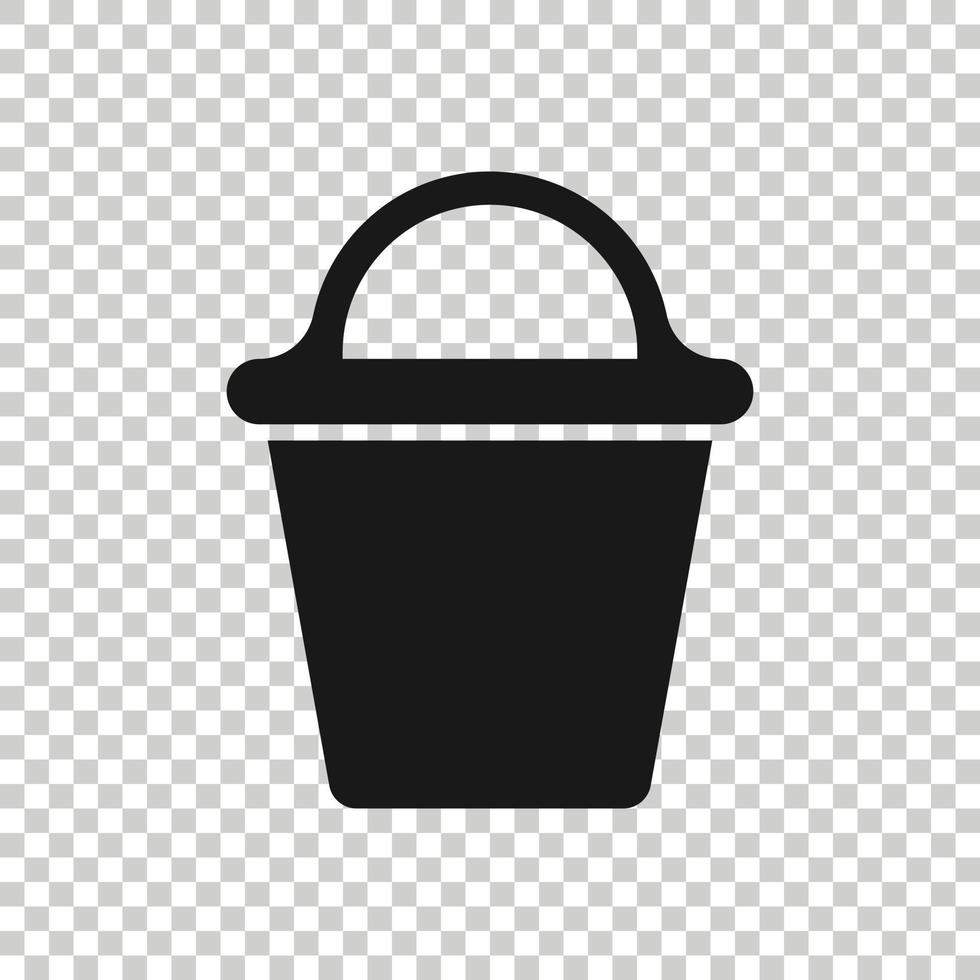 Bucket icon in flat style. Garbage pot vector illustration on white isolated background. Pail business concept.