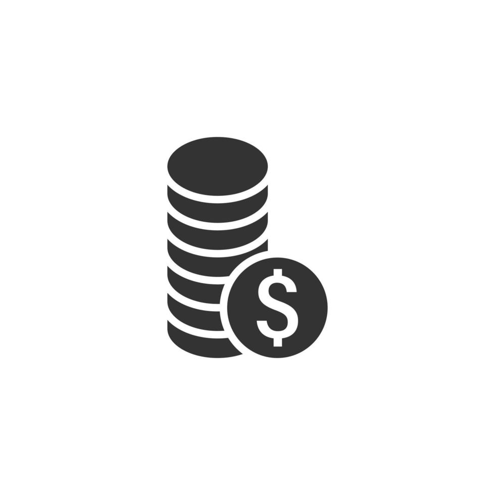 Coins stack icon in flat style. Dollar coin vector illustration on white isolated background. Money stacked business concept.