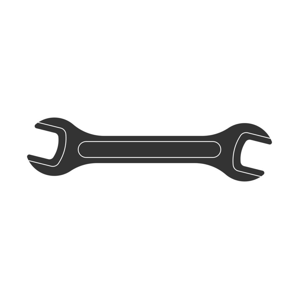 Wrench icon in flat style. Spanner key vector illustration on white isolated background. Repair equipment business concept.